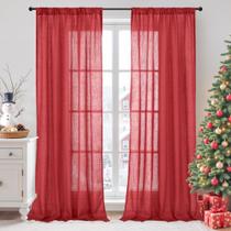 Cortinas BGment Red Linen com 213 cm de comprimento para sala de estar x2 Cortinas BGment Red Linen com 213 cm de comprimento para sala de estar x2