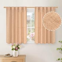 Cortinas BGment Short Peach Linen, 102 cm de comprimento para cozinha, 2 painéis
