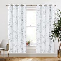 Cortinas Blackout Beauoop Floral 100% Blackout 180x180cm Cinza