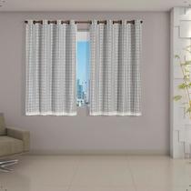 Cortinas Blackout Com Tecido Voil Xadrez Cores 2,00m x 1,40m Veda Luz 100%