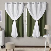 Cortinas Blackout Com Voil Quarto Sala 2,00x1,60 Envio Imediato - Feffo Cortinas