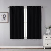 Cortinas Blackout CUCRAF, 183 cm de comprimento, bolso, 2 painéis, pretas