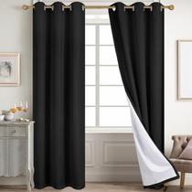 Cortinas Blackout Diraysid 100% linho pretas para quarto 2xW97xL213cm