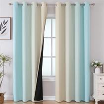 Cortinas Blackout Estelar Textiler Bege/Aqua 230x229cm 2 painéis