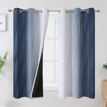Cortinas Blackout Estelar Textiler Branco Acinzentado/Azul Marinho 42x160cm