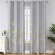 Cortinas Blackout Estelar Textiler cinza claro com folha de palmeira Cortinas Blackout Estelar Textiler cinza claro com folha de palmeira