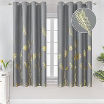 Cortinas Blackout Estelar Textiler Gold Palm Leaf Grey 130x160cm