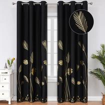Cortinas Blackout Estelar Textiler Pretas com Palmeira 96x213cm Cortinas Blackout Estelar Textiler Pretas com Palmeira 96x213cm