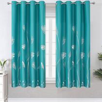 Cortinas Blackout Estelar Textiler Teal com palmeira 160x160cm Cortinas Blackout Estelar Textiler Teal com palmeira 160x160cm
