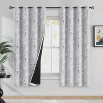 Cortinas Blackout FMFUNCTEX Floral 100% poliéster cinza 160x160cm
