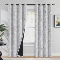 Cortinas Blackout FMFUNCTEX Floral 100% poliéster cinza 214x213cm