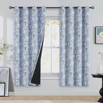 Cortinas Blackout FMFUNCTEX Floral Blue 160x160cm 2 painéis