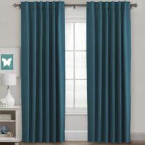 Cortinas Blackout H.VERSAILTEX com isolamento térmico azul-petróleo