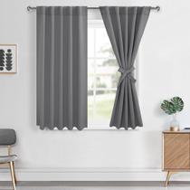 Cortinas Blackout Hiasan Grey - 137cm - 2 Peças com Gravatas