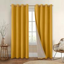 Cortinas Blackout HOMEIDEAS, linho sintético, amarelo mostarda, 52 x 84 polegadas Cortinas Blackout HOMEIDEAS, linho sintético, amarelo mostarda, 52 x 84 polegadas