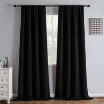 Cortinas Blackout IGEMAEVE Black 274 cm de comprimento, conjunto de 2 painéis Cortinas Blackout IGEMAEVE Black 274 cm de comprimento, conjunto de 2 painéis