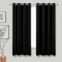 Cortinas Blackout KOUFALL pretas de 160 cm de comprimento para 2 painéis de quarto