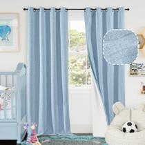 Cortinas Blackout Lajode Blue Linen 100% para quarto infantil