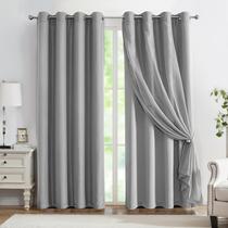 Cortinas Blackout Lotusolution - Cinza e Voile Branco - Dupla Camada - 52L x 95L