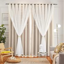 Cortinas Blackout Loyala Star para quarto, 108 polegadas, creme, 2 painéis
