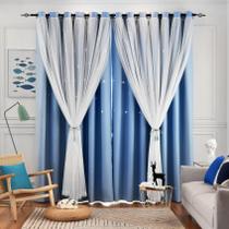 Cortinas Blackout Loyala Star para quarto 160x160cm - Pretas