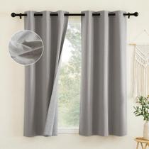 Cortinas Blackout NICETOWN Faux Linen 160x160cm - Cinza Claro (2 Unidades)