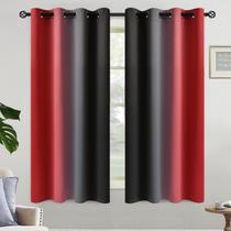 Cortinas Blackout Ombre Vermelhas e Pretas Yakamok para Quarto