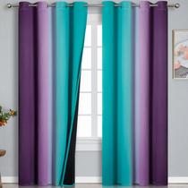 Cortinas blackout roxas Estelar Textiler Ombre de 96 polegadas de comprimento, cortinas azul-petróleo para sala de estar, cortinas gradientes com isolamento térmico com ilhó, cortinas totalmente bloqueadoras de luz para quarto, 52 x 96 polegadas, 2 painéis