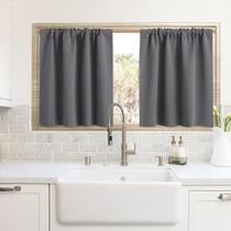 Cortinas Blackout RYB HOME para cozinha W42xL60cm, cinza, 2 painéis
