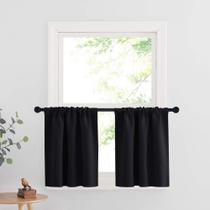 Cortinas Blackout RYB HOME para cozinha W42xL60cm pretas com 2 painéis