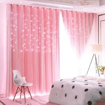 Cortinas Blackout UNISTAR Stars de camada dupla W132 x L213cm rosa