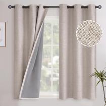 Cortinas Blackout YoungStex Short Linen 102 x 102 cm, bege, 2 painéis