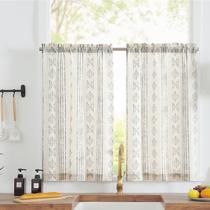 Cortinas Boho Jinchan de Lino para Cocina, Paño de 61x61 cm, Rayas Grises, 2 Paneles Cortinas Boho Jinchan de Lino para Cocina, Paño de 61x61 cm, Rayas Grises, 2 Paneles