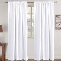 Cortinas brancas turquesas com 213 cm de comprimento, escurecimento de quarto, 2 painéis