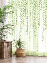 Cortinas Breling Willow Voile Green Sheers Leaf 100x200cm 2 unidades