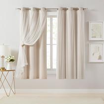 Cortinas Bujasso Beige 80% Blackout com sobreposição transparente 160x160cm Cortinas Bujasso Beige 80% Blackout com sobreposição transparente 160x160cm