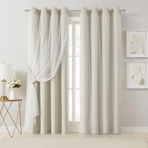 Cortinas Bujasso Beige 80% Blackout com sobreposição transparente 230x228cm Cortinas Bujasso Beige 80% Blackout com sobreposição transparente 230x228cm