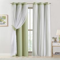 Cortinas Bujasso Sage Green 90% Blackout com Sheer 37x183cm Cortinas Bujasso Sage Green 90% Blackout com Sheer 37x183cm