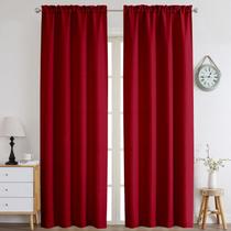 Cortinas Chyhomenyc, 2 painéis, 102x244 cm, linho sintético vermelho