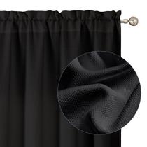 Cortinas Chyhomenyc Black Faux Linen texturizadas 30x115cm 2 painéis