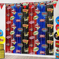 Cortinas com franjas Backdrop Partyzoa Hero Birthday 1,0 x 2,0 m, 2 unidades