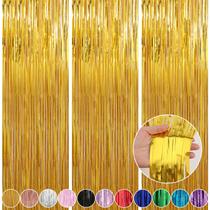 Cortinas com franjas Crosize Gold Foil, 1 x 3 m, pacote com 7 decorações de festa