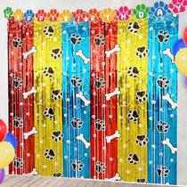 Cortinas com franjas de alumínio, pacote com 2 unidades, festa de aniversário para cães