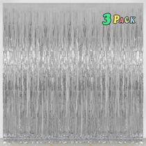 Cortinas com franjas metálicas Backdrop Melsan 1 x 2,4 m, 3 pacotes Cortinas com franjas metálicas Backdrop Melsan 1 x 2,4 m, 3 pacotes