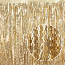 Cortinas com franjas metálicas, pacote com 4, pacote com 4, champanhe, ouro, 1x2m