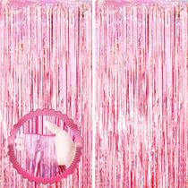 Cortinas com Franjas Metálicas Voircoloria Laser Pink - 1,0 x 2,0m (Pacote com 2)