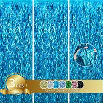 Cortinas com franjas TONIFUL Wavy Metallic Tinsel Blue x3 (3m x 2m)