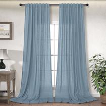 Cortinas DANCURTON 132x244 cm: azul, cinza, linho, transparente, 2 painéis