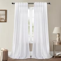 Cortinas DANCURTON Linen Blend 107x234 cm, semi transparentes, brancas