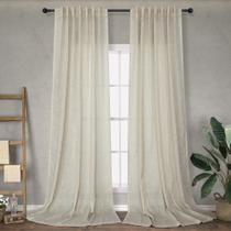 Cortinas DANCURTON, mistura de linho e linho, 244x132 cm, bege Cortinas DANCURTON, mistura de linho e linho, 244x132 cm, bege